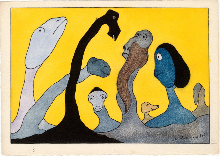 Tableau de Léopold Chauveau, « Paysage monstrueux », 1921 – encre noire et aquarelle (H18,7 x L26,5 cm) – Paris, Musée d’Orsay-RMN-GP/Patrice Schmidt