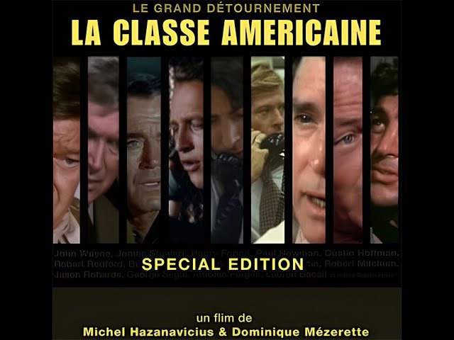 Affiche du film La classe américaine composée de 9 bandes intégrant le visage de stars hollywoodiennes.