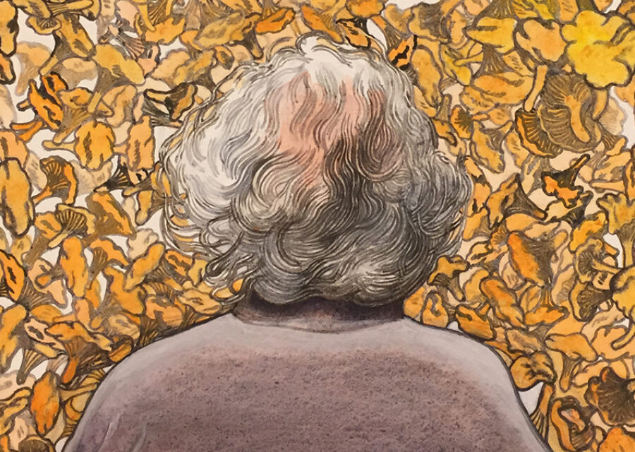 Tableau d'Henri Cueco : « Autoportrait aux girolles », 2002